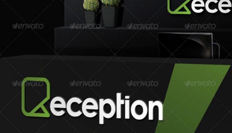 موکاپ لوگو در طراحی داخلی پذیرش ساختمان   Mock up Logo 3D