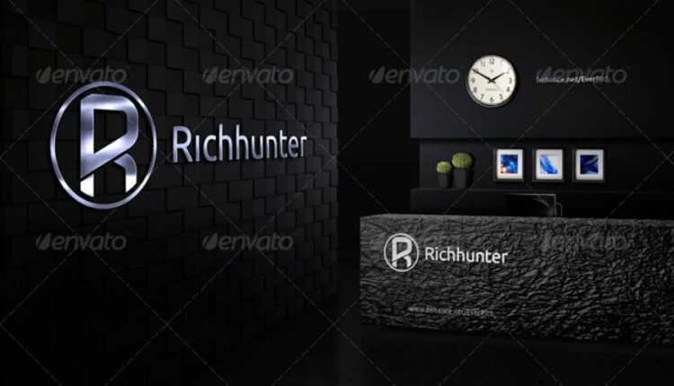 موکاپ لوگو در طراحی داخلی پذیرش ساختمان   Mock up Logo 3D