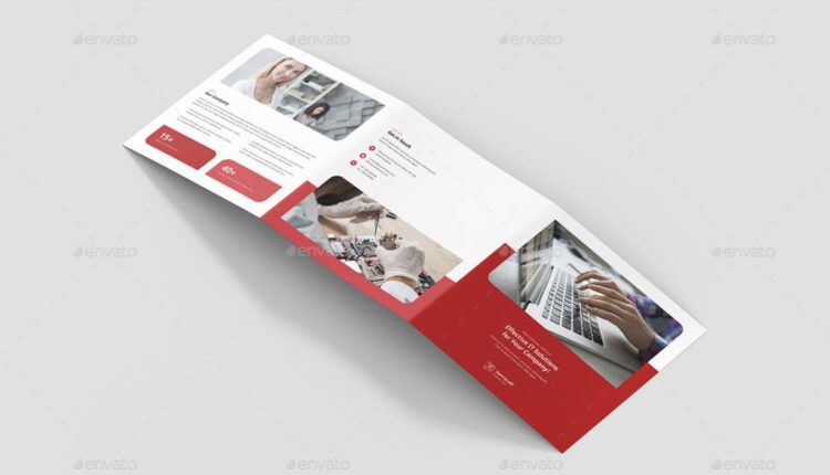 طرح لایه باز بروشور سه لت شرکت کامپیوتری   Brochure IT Services