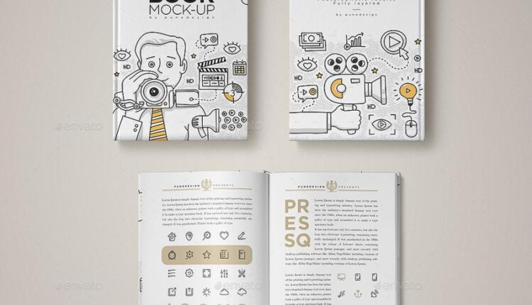موکاپ کتاب با جلد گالینگور   Book Mock Up Set