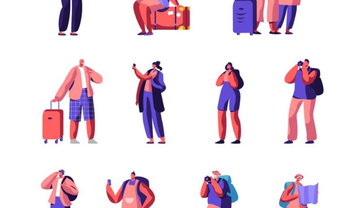 کاراکتر تصویر سازی مردم در تیپ ها و مشاغل مختلف   Cartoon flat