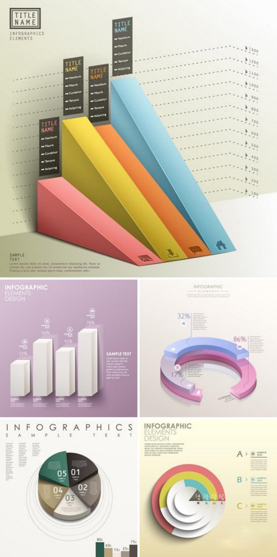اینفوگرافیک سه بعدی با موضوعات متفاوت 3d Infographic Chart