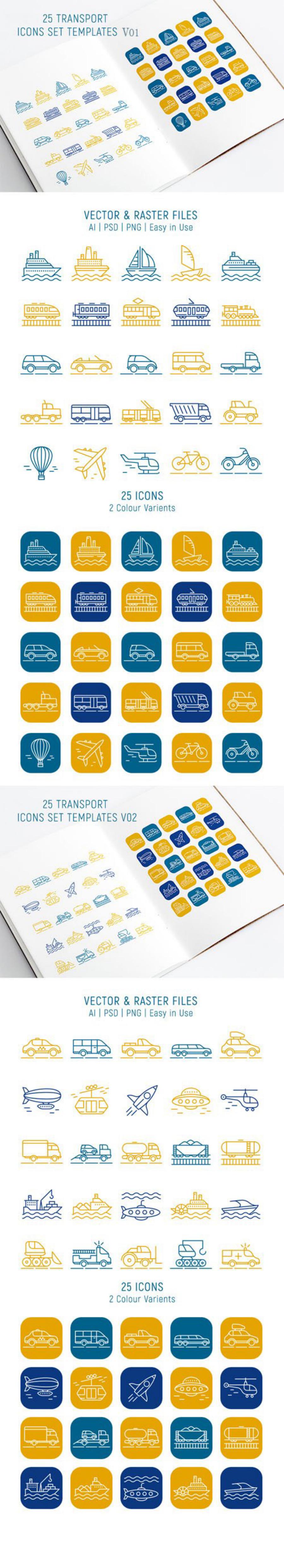 100 آیکون حمل و نقل Transport Icons Templates