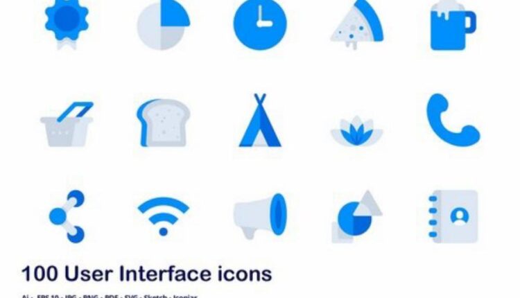 100 آیکون رنگی برای Accent Duo Tone Flat Icons   UI