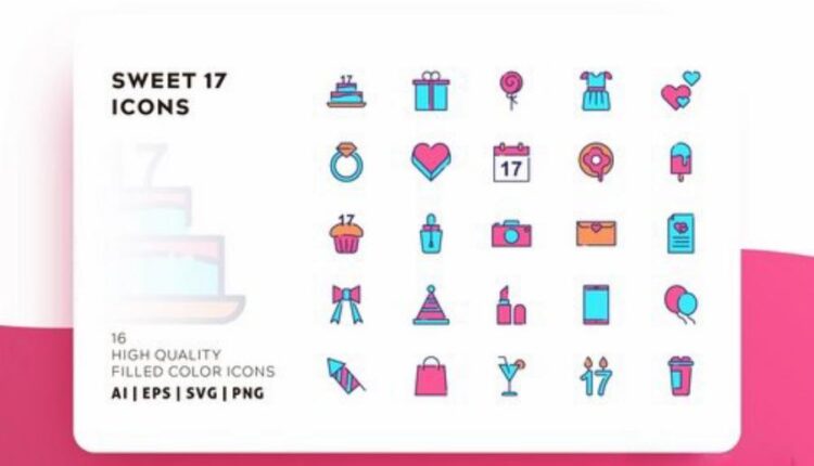 مجموعه آیکون های خطی با رنگ   FLAT ICONS BUNDLE