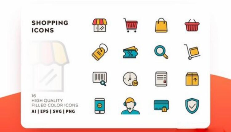 مجموعه آیکون های خطی با رنگ   FLAT ICONS BUNDLE