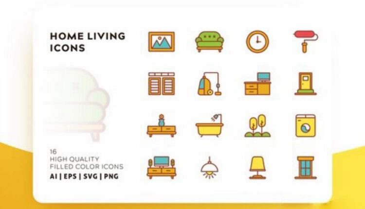 مجموعه آیکون های خطی با رنگ   FLAT ICONS BUNDLE