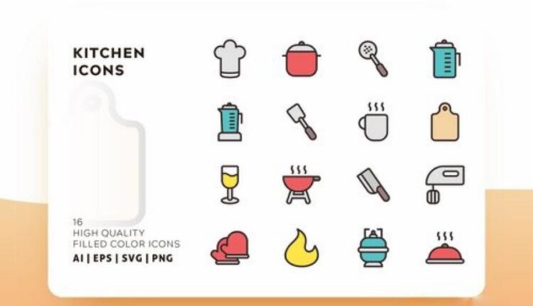 مجموعه آیکون های خطی با رنگ   FLAT ICONS BUNDLE