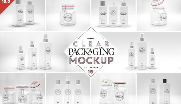 موکاپ بسته بندی ظروف شیشه ای   10 Clear Container Packaging Mockups