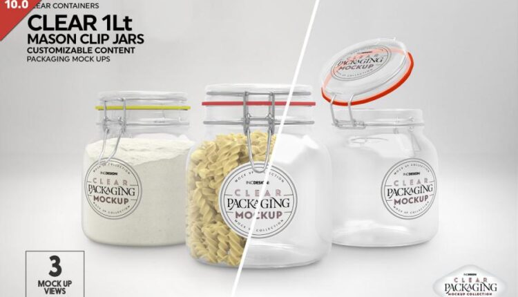 موکاپ بسته بندی ظروف شیشه ای   10 Clear Container Packaging Mockups