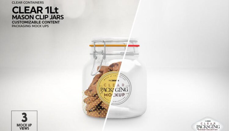 موکاپ بسته بندی ظروف شیشه ای   10 Clear Container Packaging Mockups