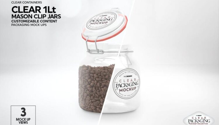 موکاپ بسته بندی ظروف شیشه ای   10 Clear Container Packaging Mockups