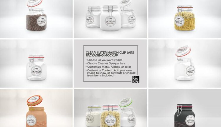 موکاپ بسته بندی ظروف شیشه ای   10 Clear Container Packaging Mockups