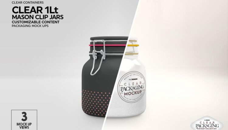 موکاپ بسته بندی ظروف شیشه ای   10 Clear Container Packaging Mockups