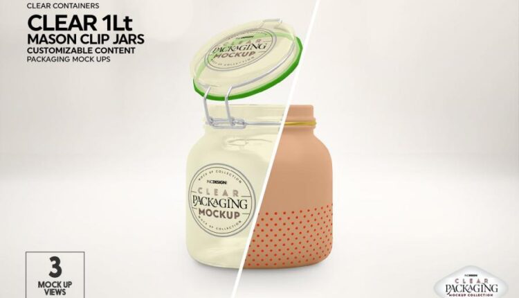 موکاپ بسته بندی ظروف شیشه ای   10 Clear Container Packaging Mockups