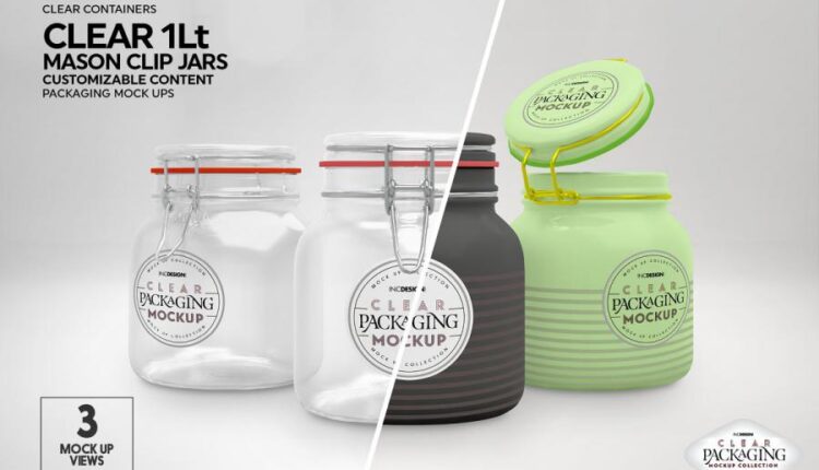 موکاپ بسته بندی ظروف شیشه ای   10 Clear Container Packaging Mockups