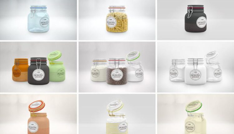 موکاپ بسته بندی ظروف شیشه ای   10 Clear Container Packaging Mockups