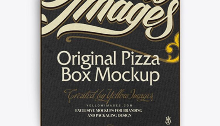 موکاپ جعبه پیتزا از نمای بالا   Pizza Box Mockup   Top View