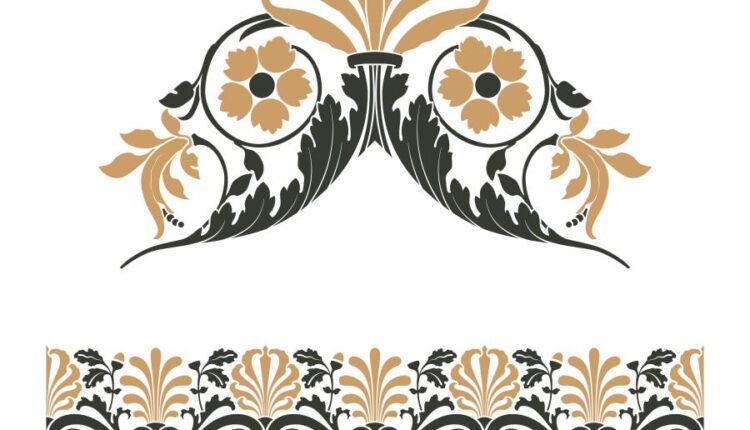 وکتور اسلیمی تزئینی   Decorative flower vintage style