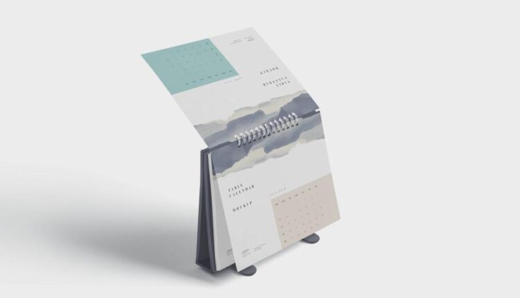 4 موکاپ زیبای تقویم رومیزی   Table Calendar Mockups