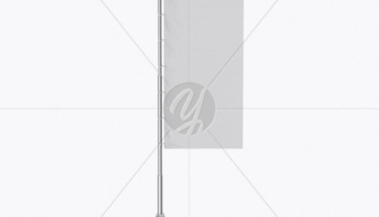 موکاپ پرچم ایستاده روی زمین   Vertical Sail Flag Mockup