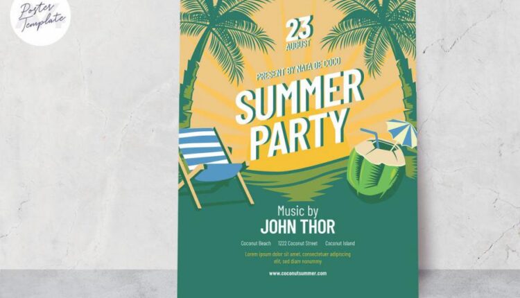 فایل لایه باز پوستر و تراکت تابستانه   Summer Poster Template Set