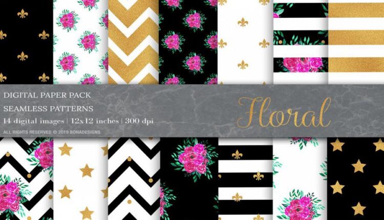 مجموعه پترن های زیبا و لوکس   Wedding Digital Paper , Patterns