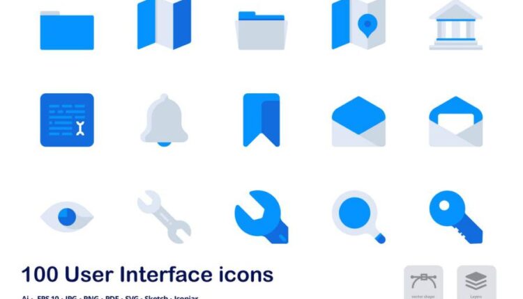100 آیکون رنگی برای Accent Duo Tone Flat Icons   UI