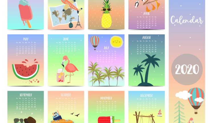 تقویم 2020 برای دسکتاپ   Desktop calendar 2020 template