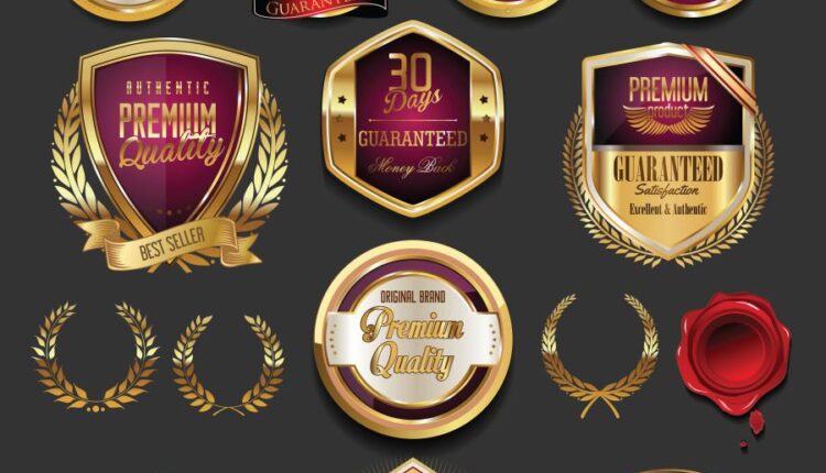 مجموعه لیبل های طلایی بسیار زیبا   golden badges and labels