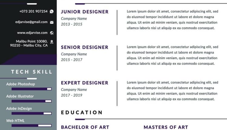 فایل لایه باز قالب آماده رزومه شخصی   Clean Elegant Resume