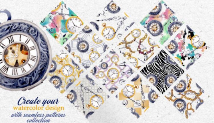 تصاویر PNG آبرنگی ساعت قدیمی   Watercolor OLD CLOCK