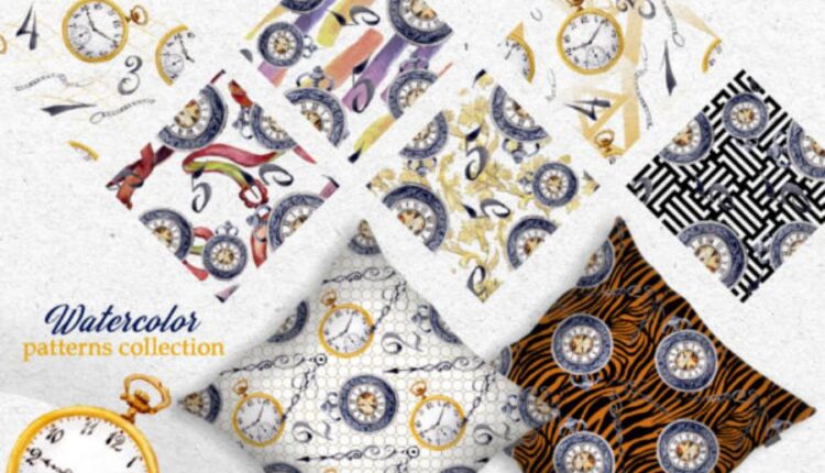 تصاویر PNG آبرنگی ساعت قدیمی   Watercolor OLD CLOCK