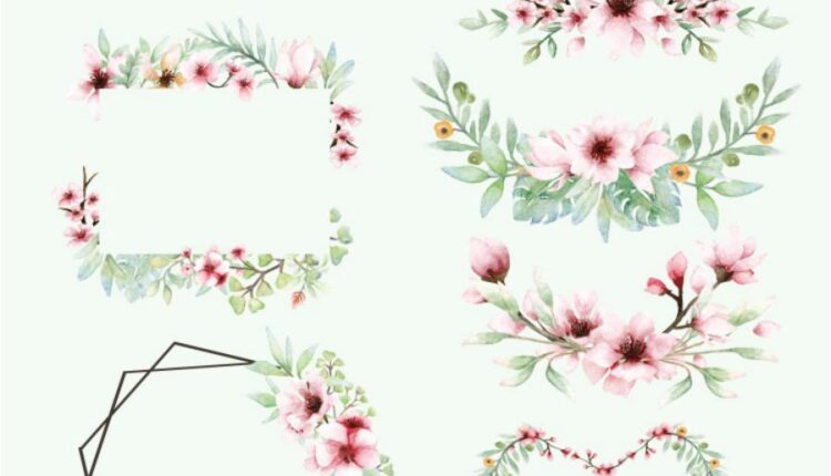 تصاویر PNG گل های صورتی ساکورا   Sakura Watercolor set