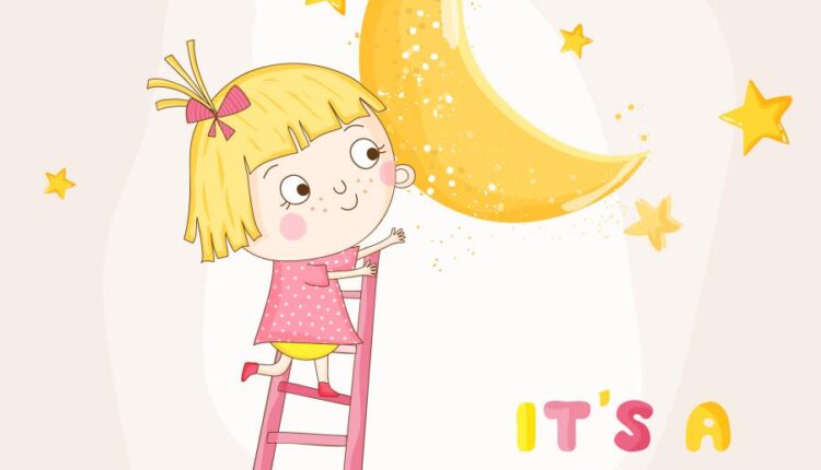 وکتور های فانتزی کودکانه   Baby Girl Sleeping With