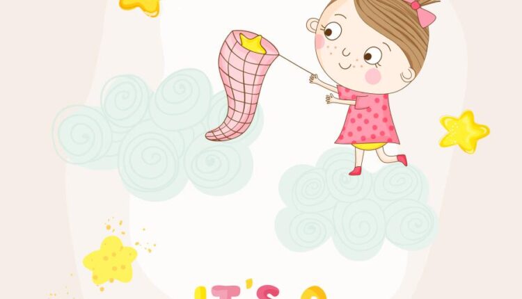 وکتور های فانتزی کودکانه   Baby Girl Sleeping With