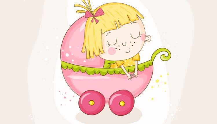 وکتور های فانتزی کودکانه   Baby Girl Sleeping With