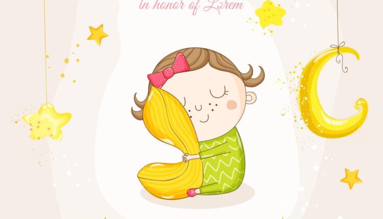 وکتور های فانتزی کودکانه   Baby Girl Sleeping With