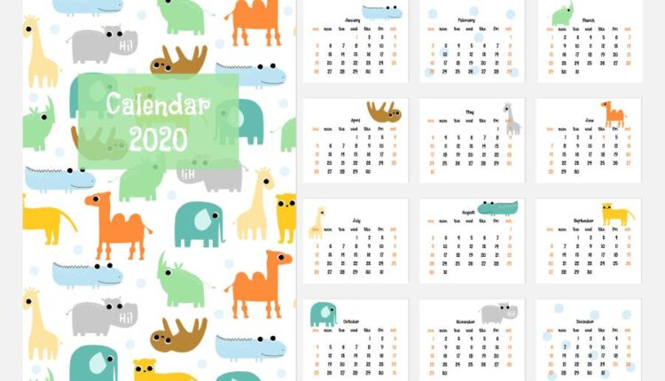 تقویم 2020 برای دسکتاپ   Desktop calendar 2020 template