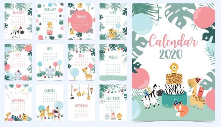 تقویم 2020 برای دسکتاپ   Desktop calendar 2020 template