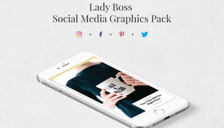 قالب آماده پست برای شبکه های اجتماعی   Lady Boss Pack