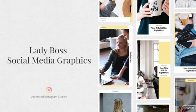 قالب آماده پست برای شبکه های اجتماعی   Lady Boss Pack