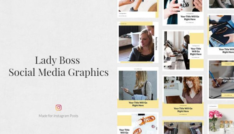 قالب آماده پست برای شبکه های اجتماعی   Lady Boss Pack