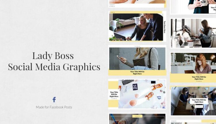 قالب آماده پست برای شبکه های اجتماعی   Lady Boss Pack