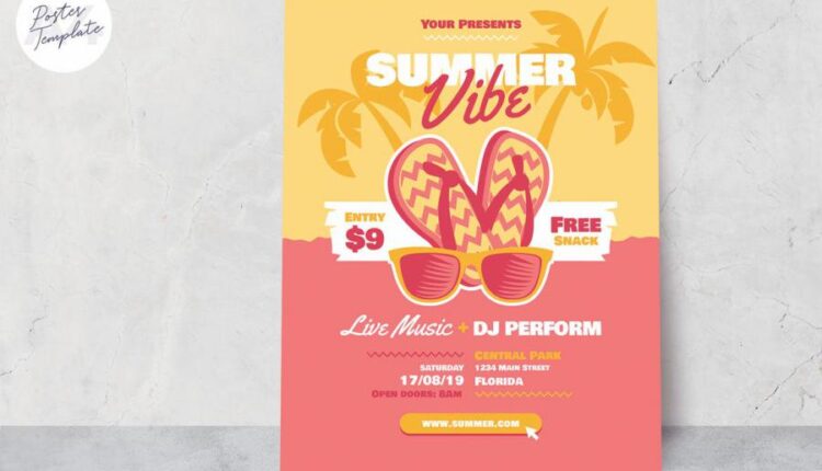 فایل لایه باز پوستر و تراکت تابستانه   Summer Poster Template Set