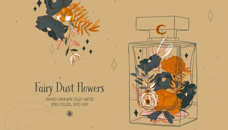 تصاویر png گل های فانتزی   Fairy Dust Flower Cliparts