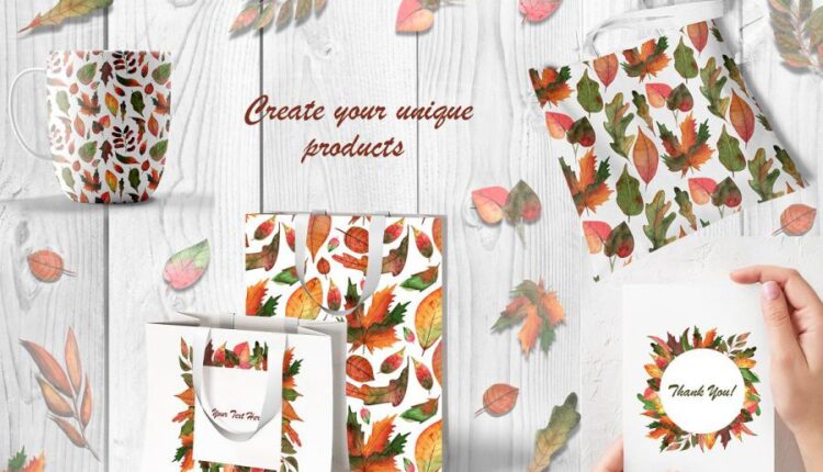 تصاویر PNG برگ های پاییزی آبرنگی   Watercolor Autumn Leave