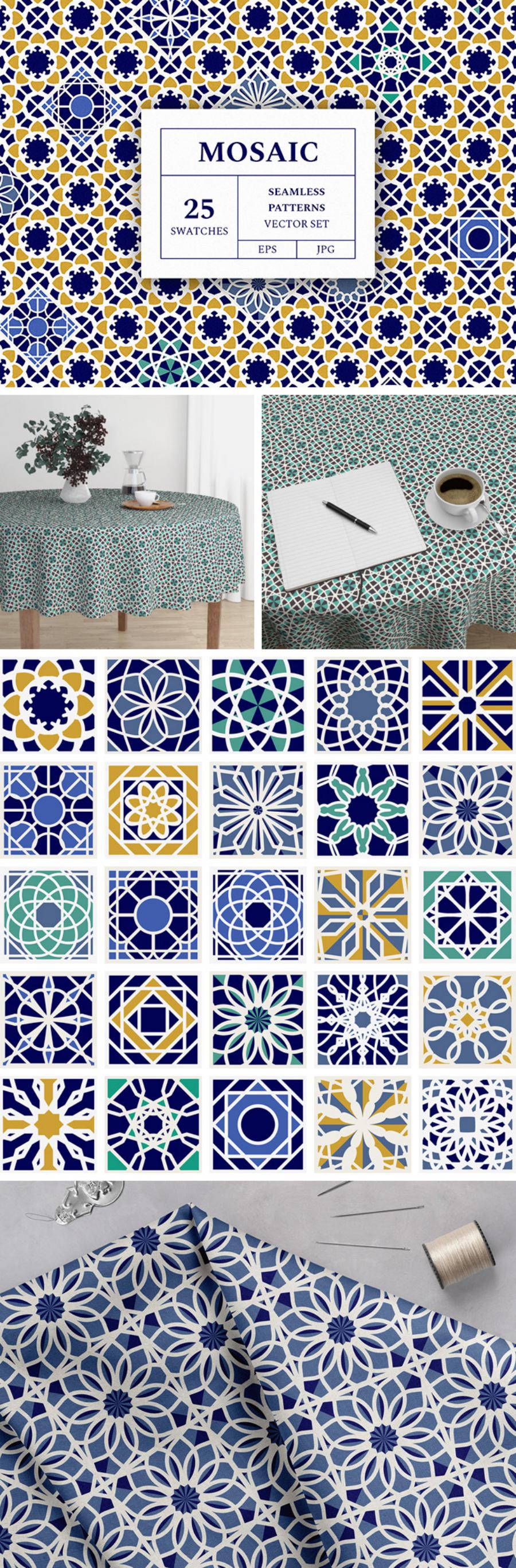 25 وکتور طرح پترن موزاییک Mosaic Patterns Vector