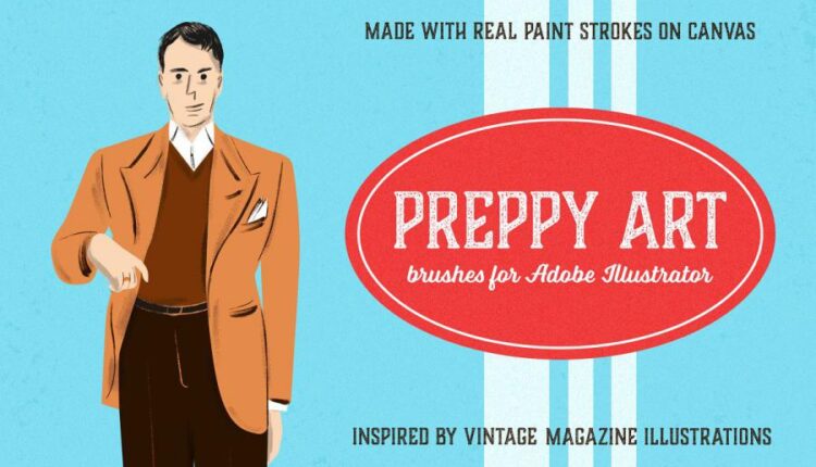 29 براش انواع هاشور برای ایلوستریتور   Preppy Art Brushes for Illustrator