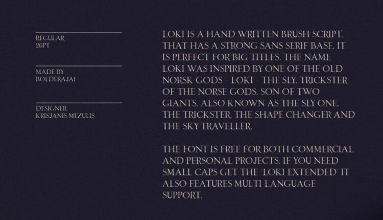 فونت انگلیسی دست نویس لوکی   Loki Regular Font